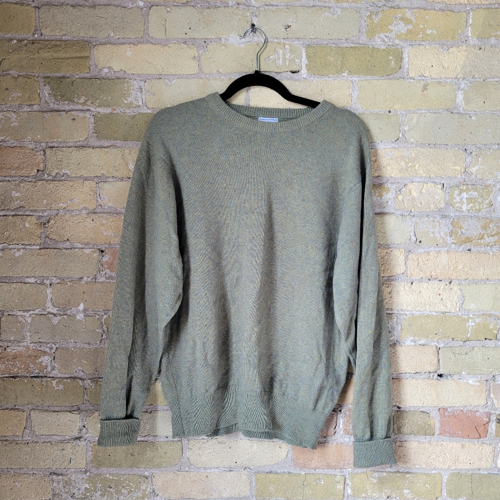 The Andover Shop Melrose Cashmere Crewneck Sweater Mens Large Green Lovat